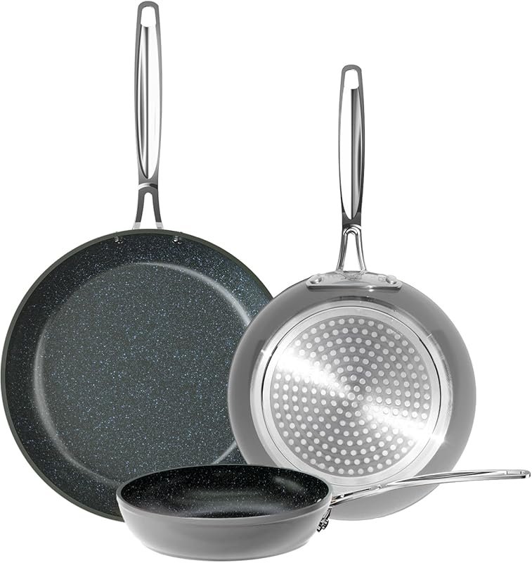 Nuwave 3-Piece Frying Pan Set with Ultra Non-Stick Duralon Blue Cerami