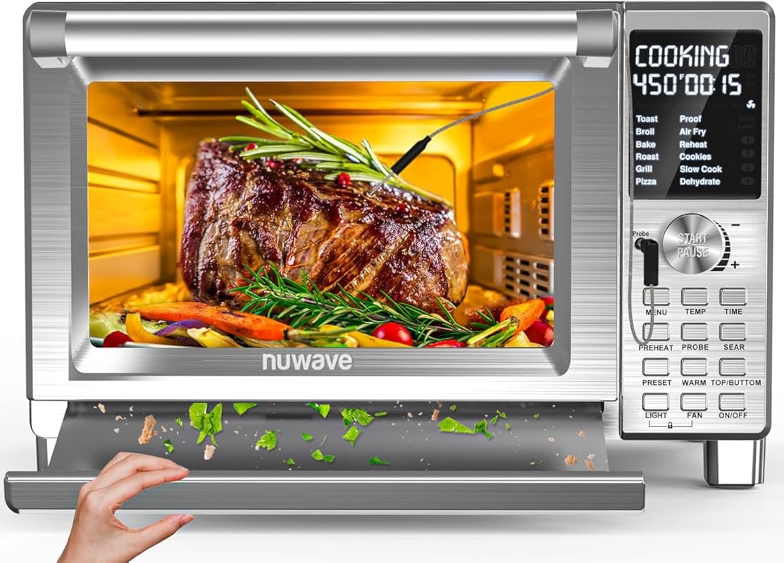 Nuwave Bravo XL Pro Air Fryer Toaster Oven, 30QT, 100 Presets, Super C