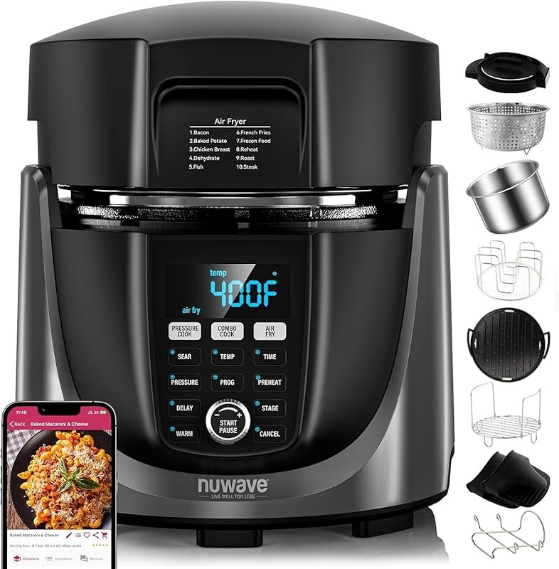Nuwave Duet Air Fryer & Pressure Cooker Combo, 540-IN-1 Multicooker wi