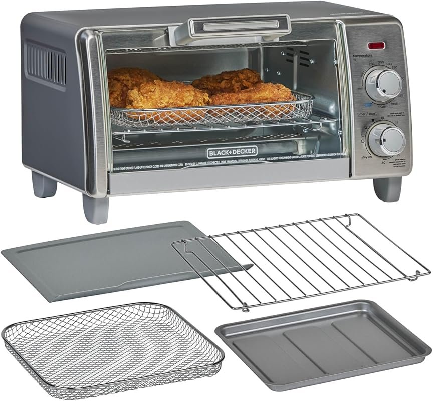 BLACK+DECKER Crisp 'N Bake 4-Slice Air Fryer Toaster Oven, Medium Capa