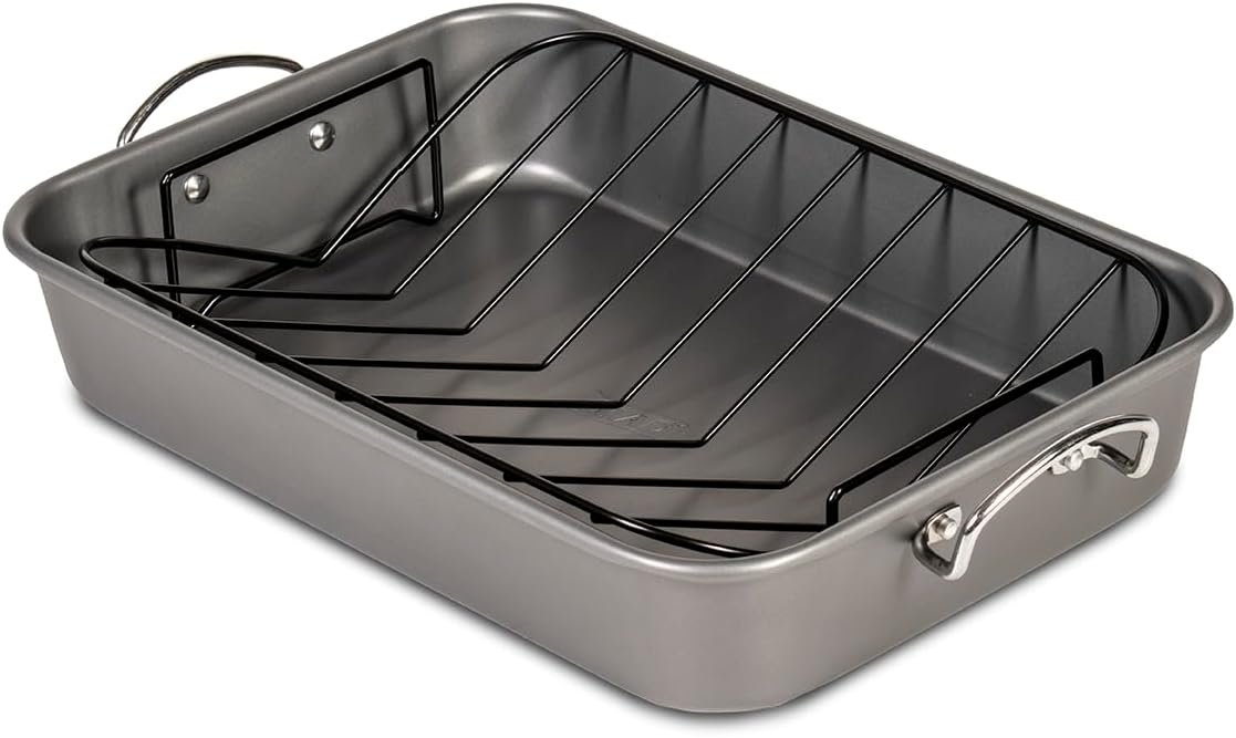 Heavy-Duty Nonstick Roasting Pan with Rack – Ideal for Turkey, Chicken