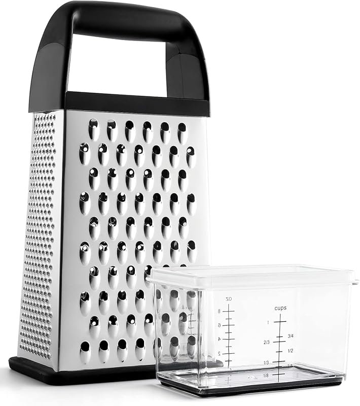 Urbanstrive Stainless Steel Box Grater with Container & Handle for Par