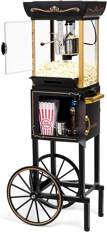 Nostalgia Vintage Theater Style Popcorn Cart with 2.5oz Stainless Kett