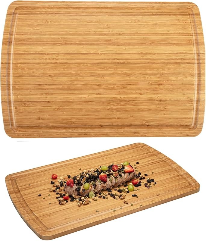 30 Inch Extra Large Bamboo Cutting Board with Juice Groove for BBQ, Me