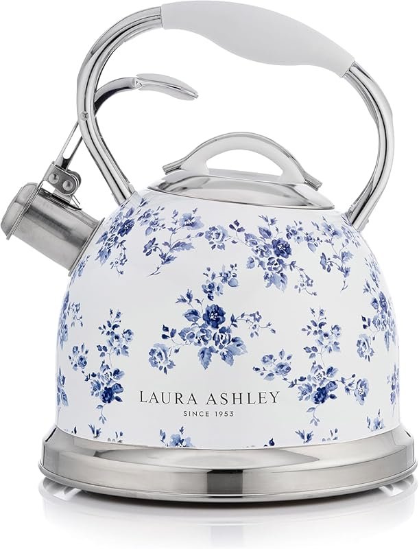 Laura Ashley China Rose Stovetop Kettle – Fast-Boil Silicon-Coated Coo