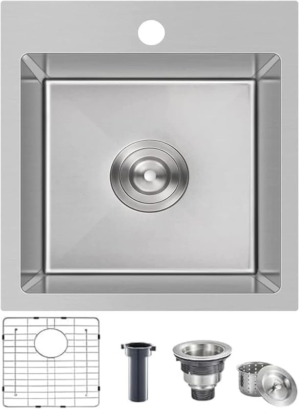 Comllen Handmade 16 Gauge Top Mount Stainless Steel Small Workstation 