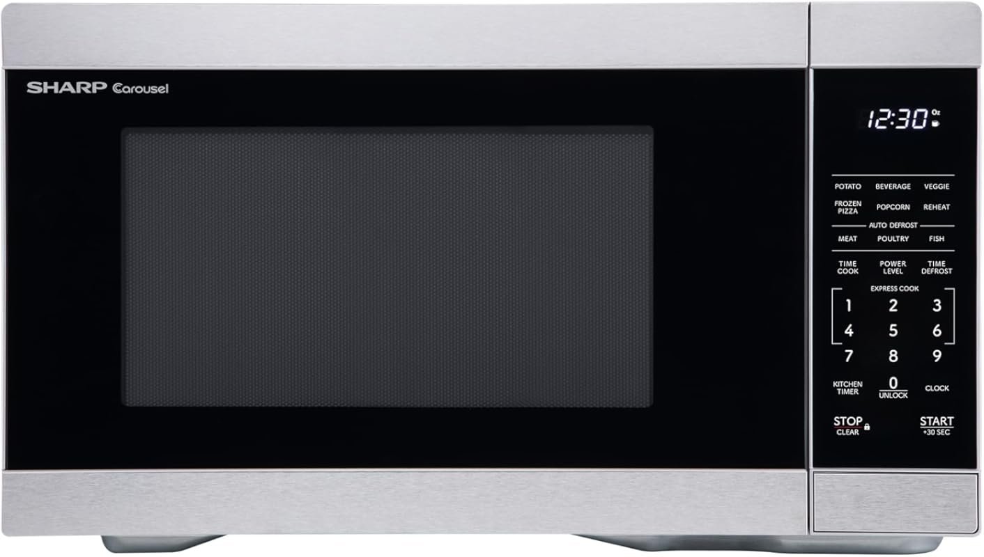 Sharp 1.1 Cu Ft Stainless Steel Microwave with 12.4