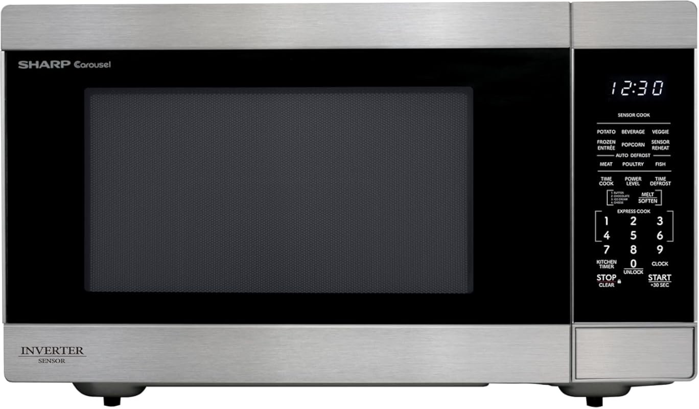 SHARP Countertop Microwave 2.2 Cu.Ft, 1200W, Removable Turntable & Sta