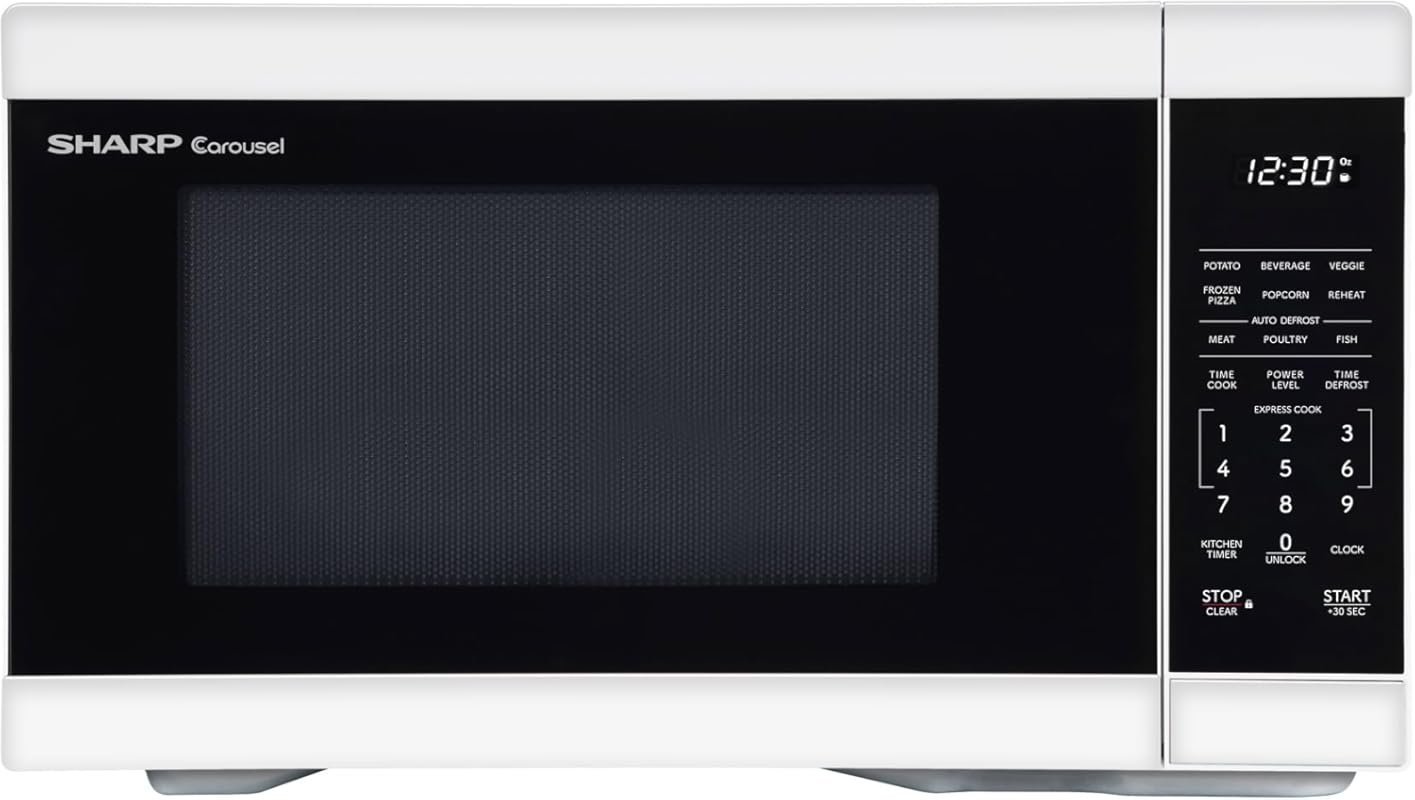 SHARP 1000W Countertop Microwave with Removable Turntable - White
