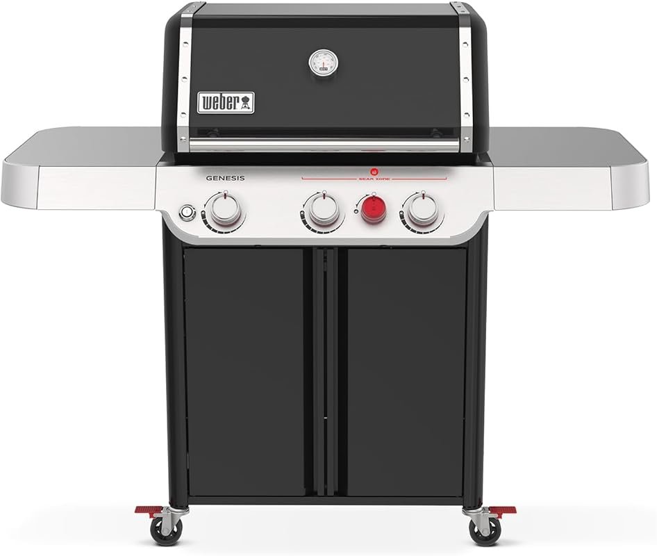 Weber Genesis E-325 Liquid Propane Gas Grill with 3 Burners, Black Fin