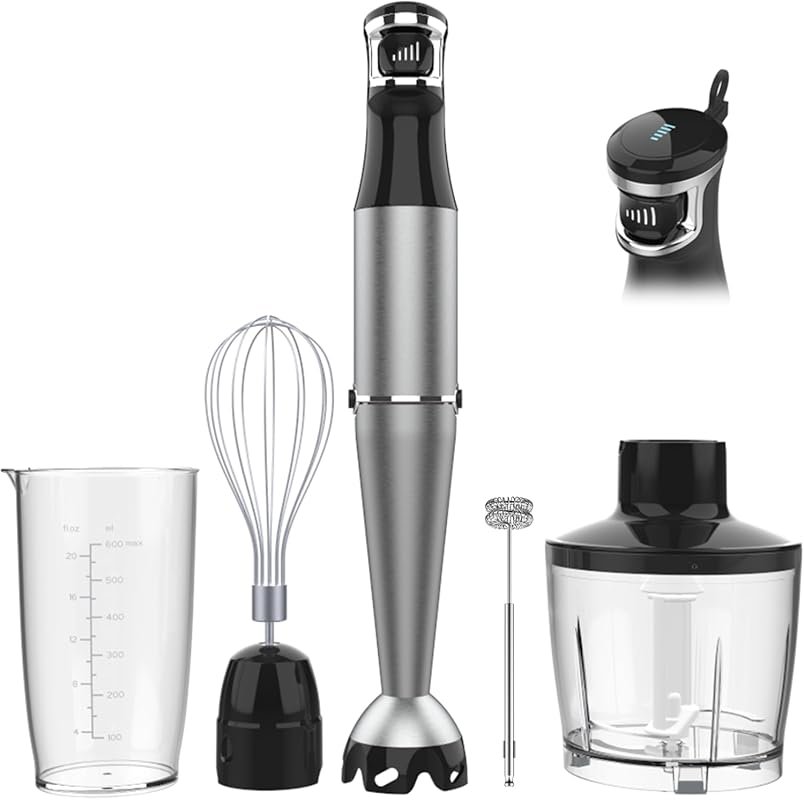 Turelar 1100W 5-in-1 Immersion Blender with Chopper, Whisk & Frother