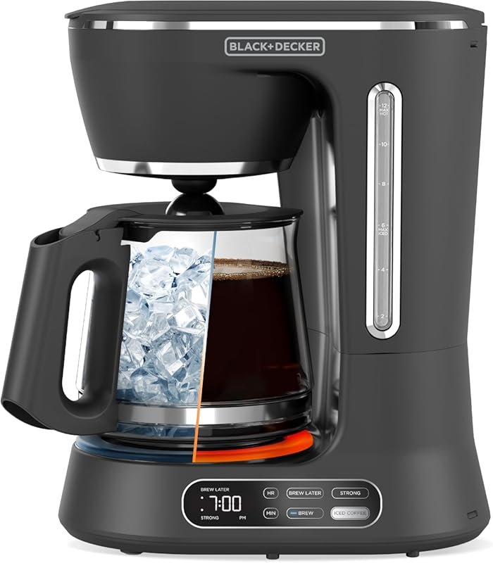 BLACK+DECKER Split Brew 12-Cup Digital Coffee Maker, CM0122, Iced or H