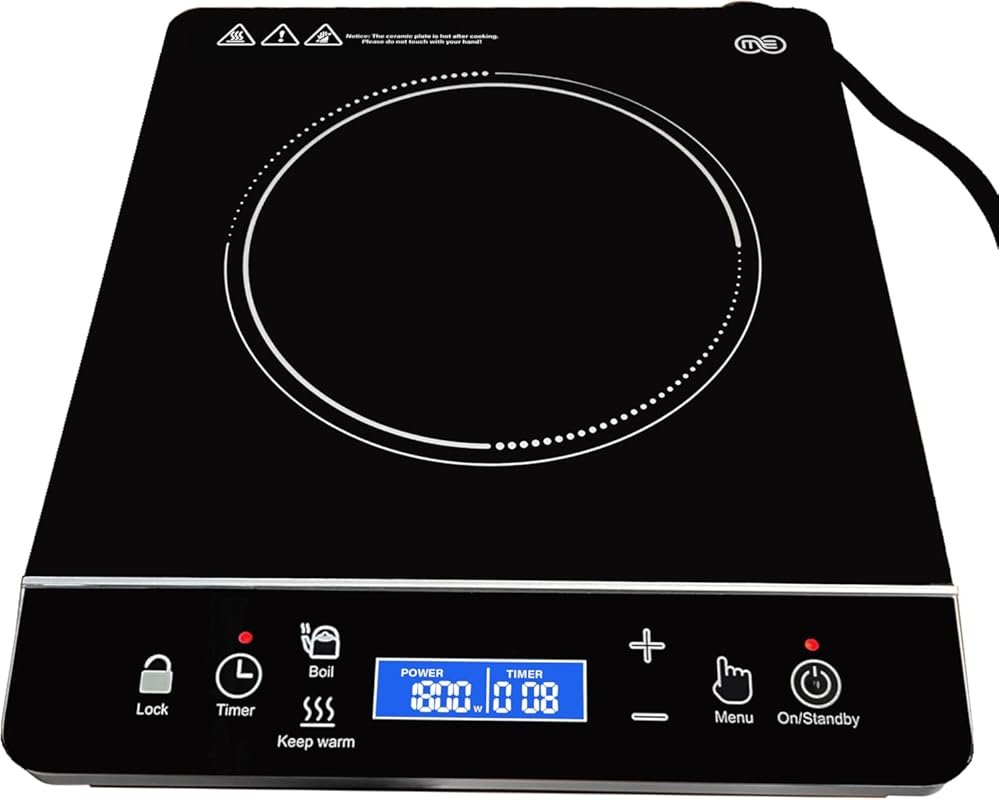 OMEO Portable Induction Cooktop, 1800W LCD Touch Hot Plate with 10 Tem