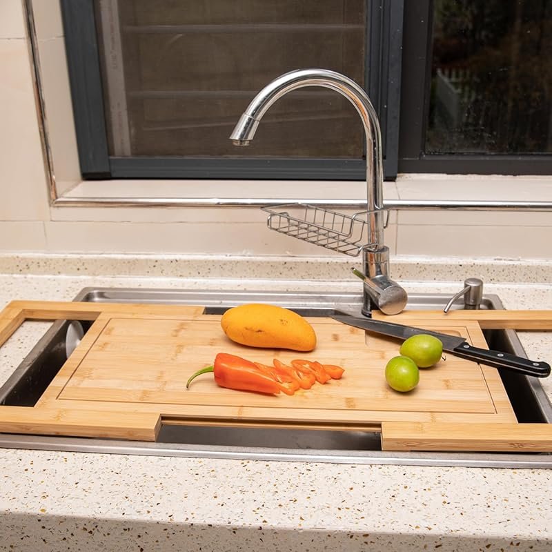 Defined Deco Extra Large Expandable Bamboo Over-The-Sink Cutting Board