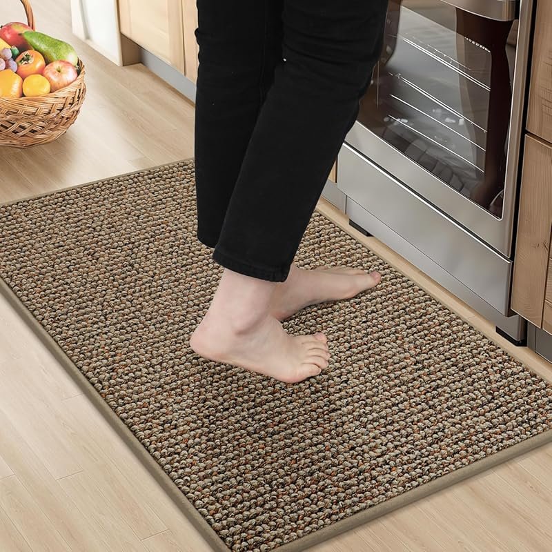 BEQHAUSE Super Absorbent Non-Slip Machine Washable Kitchen Rug, Taupe