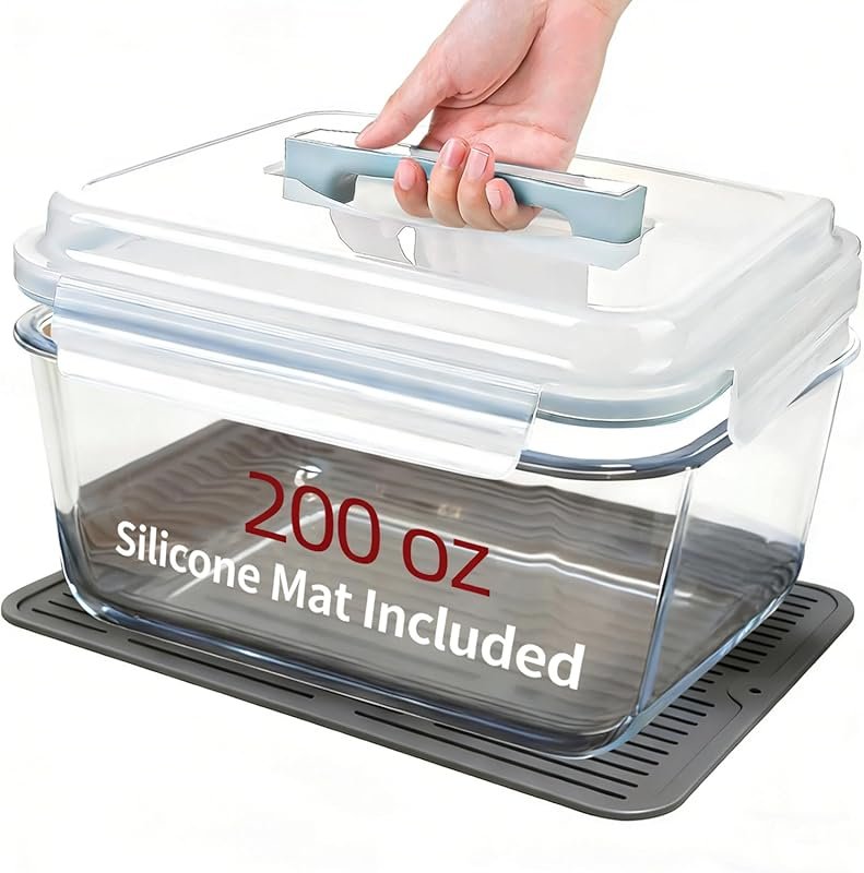 Extra Large 200oz Borosilicate Glass Storage Container with Airtight L