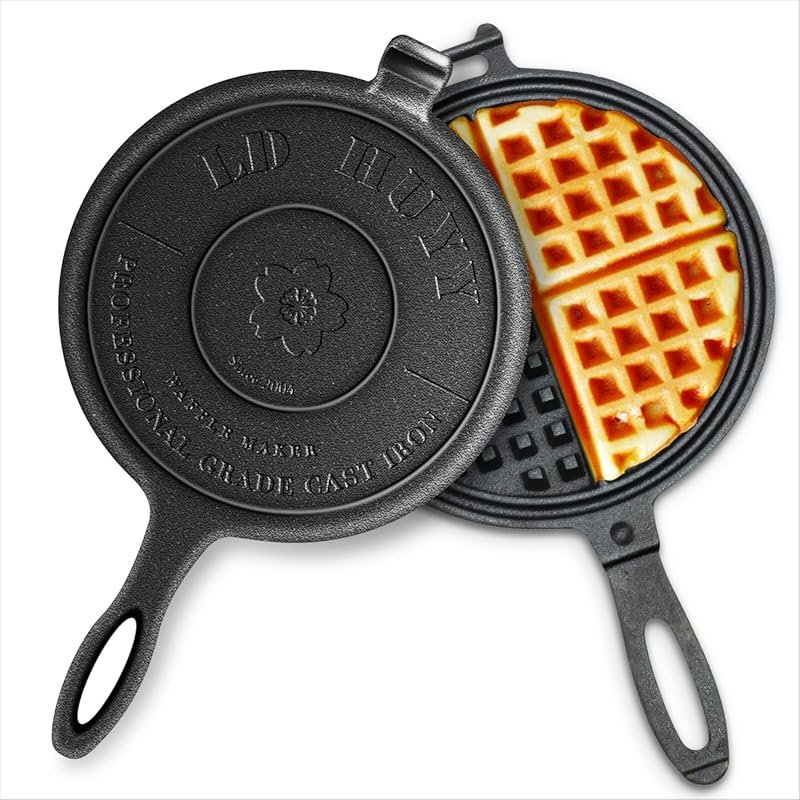 Professional 8-Inch Cast Iron Waffle Maker – Thickened Body, Quick Hea