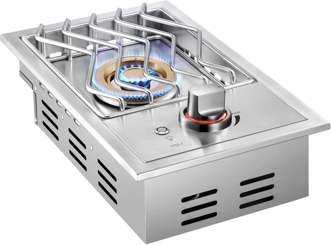 17,500BTU Single Side Burner for Outdoor Kitchen, Convertible Propane/
