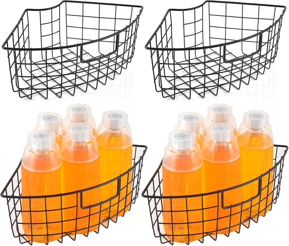 4 Pack Metal 1/4 Wedge Lazy Susan Basket for 18