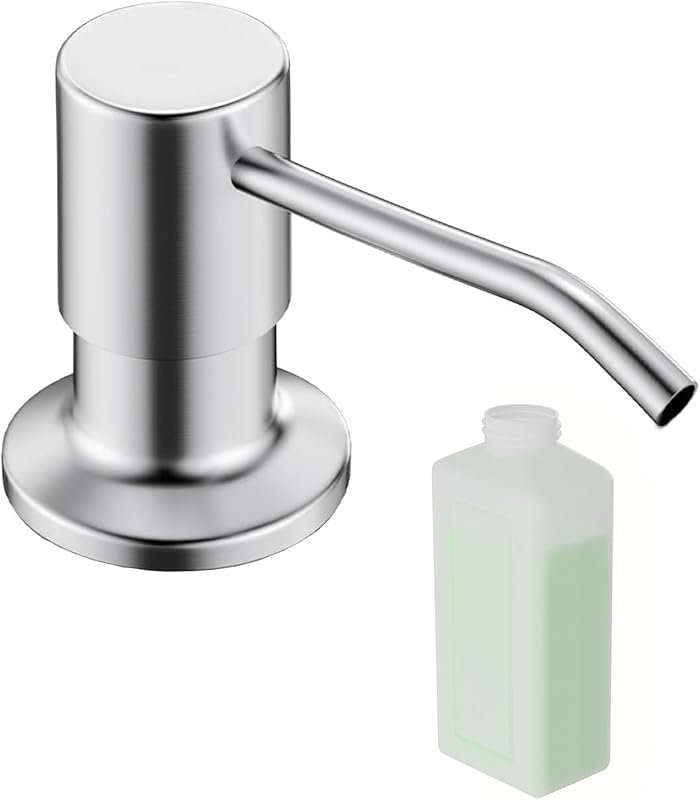 Brushed Nickel Kitchen Sink Soap Dispenser with 17oz Refillable Bottle