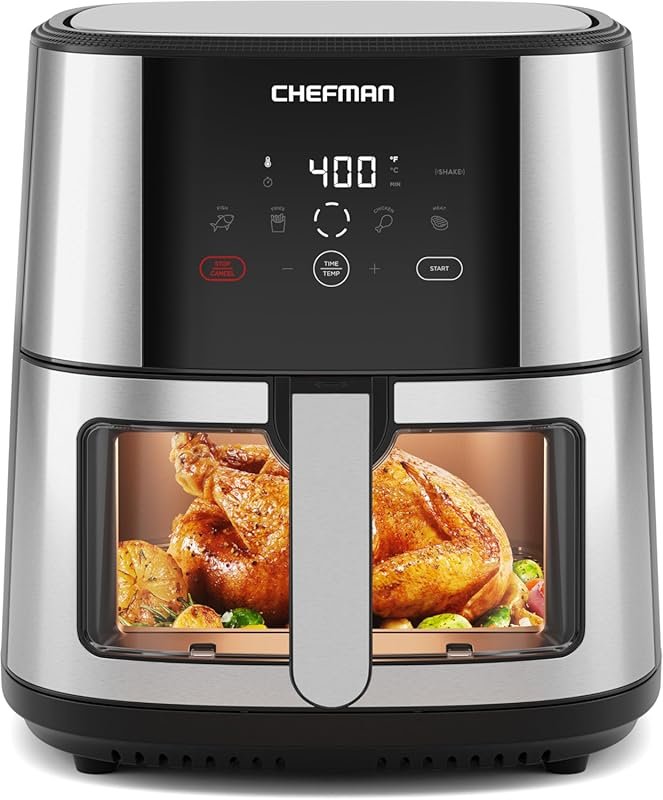 CHEFMAN Easy-View 8Qt Air Fryer with Window, 4 Presets, Dishwasher Saf