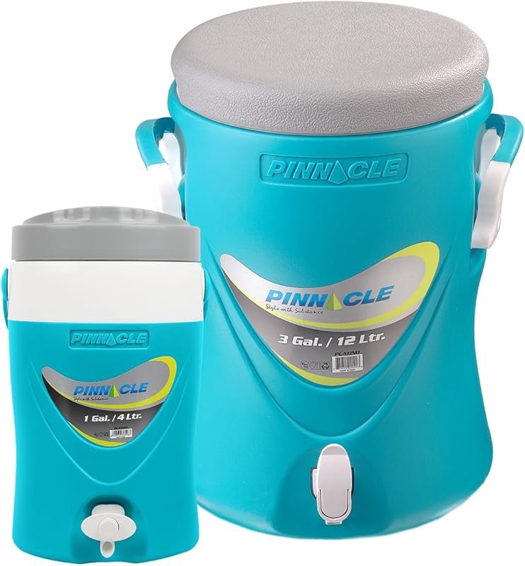 Insulated 3-Gallon + 1-Gallon Water Cooler Set with Pull Tap for Campi