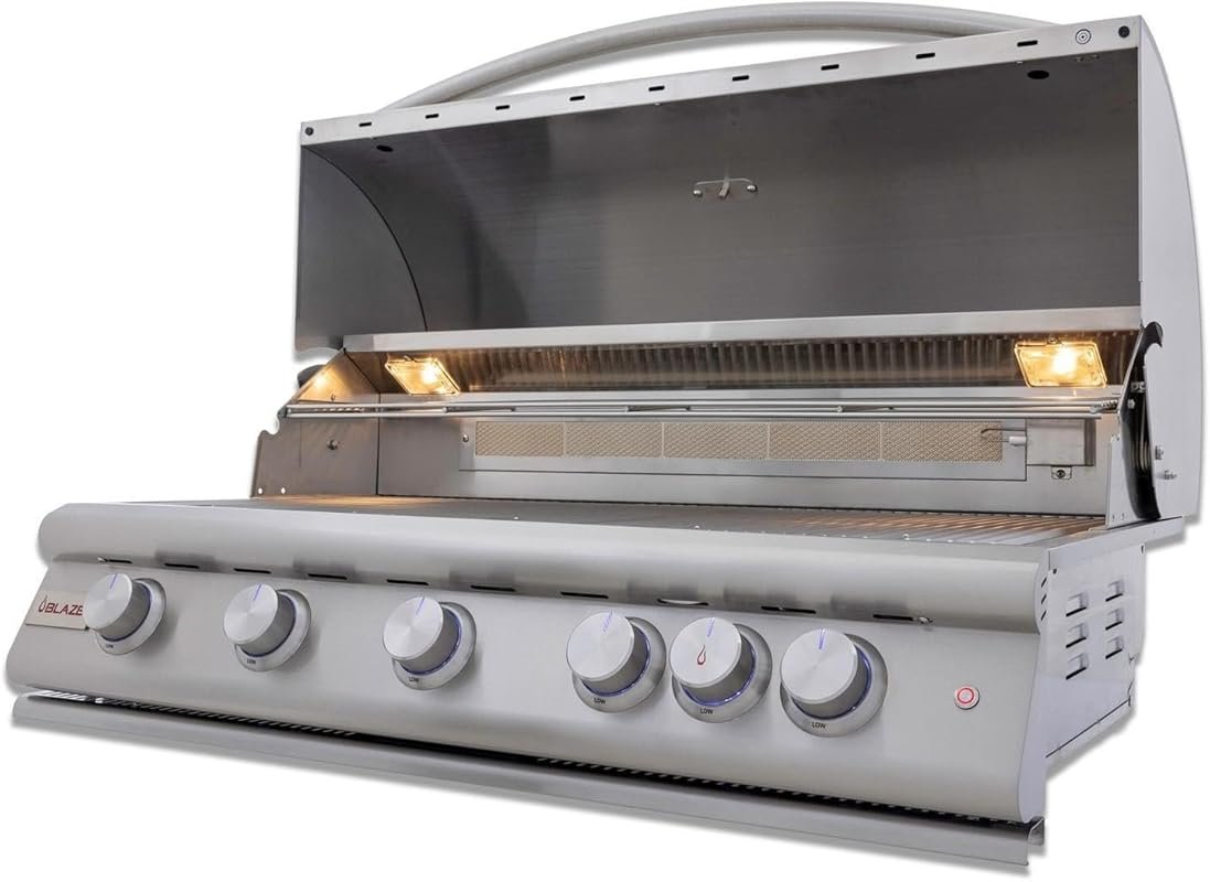 Blaze 40-Inch 5-Burner Built-In Natural Gas Grill with Rear Infrared B