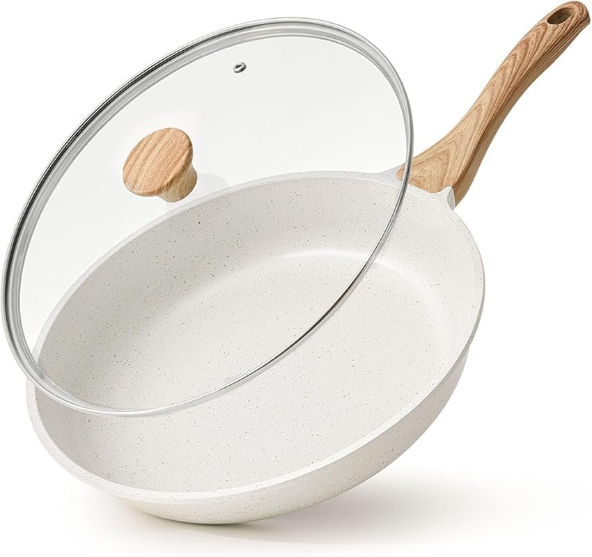 SENSARTE Nonstick Ceramic Frying Pan with Lid, 8-12.5