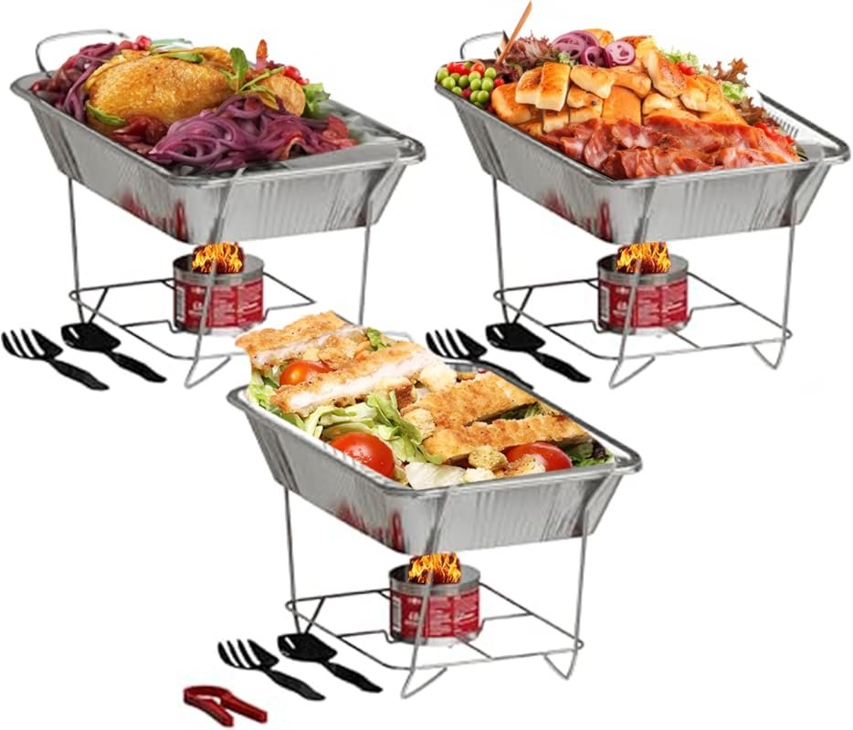 Alpha Living Disposable Chafing Dish Buffet Set with Fuel Cans, Half S