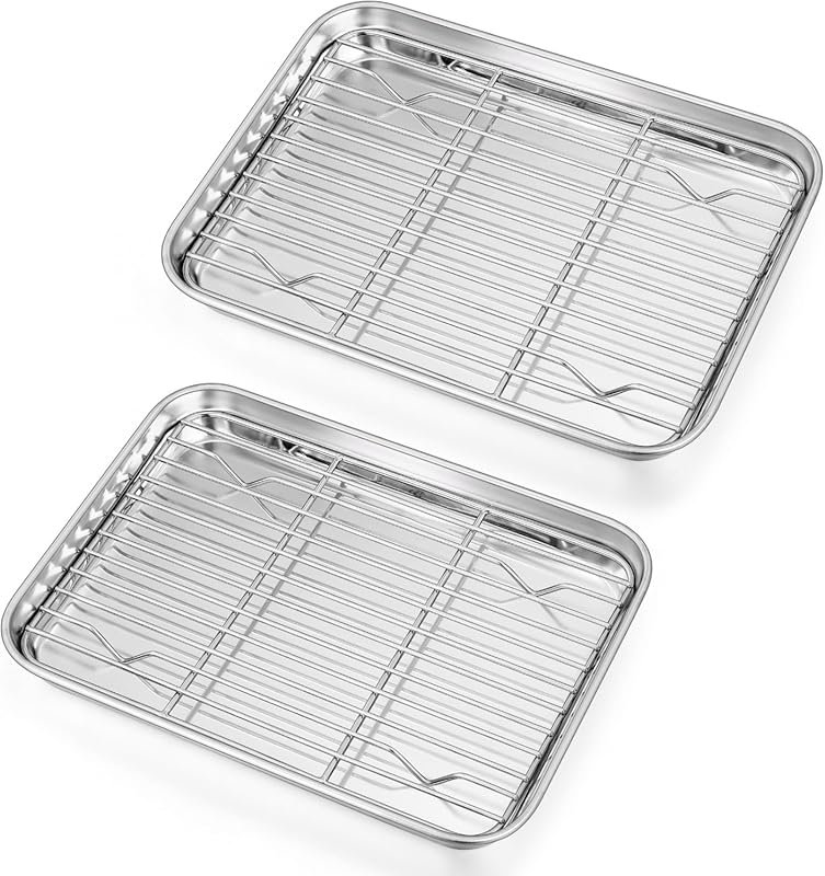 P&P CHEF Toaster Oven Pans with Racks – 4 Pieces, Non-Toxic, Dishwashe