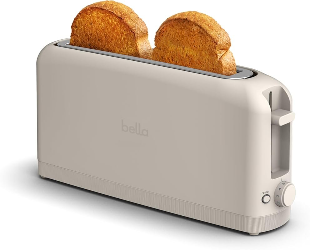 Bella 2-Slice Slim Toaster with 6 Shade Settings & Anti-Jam, Fits Sour