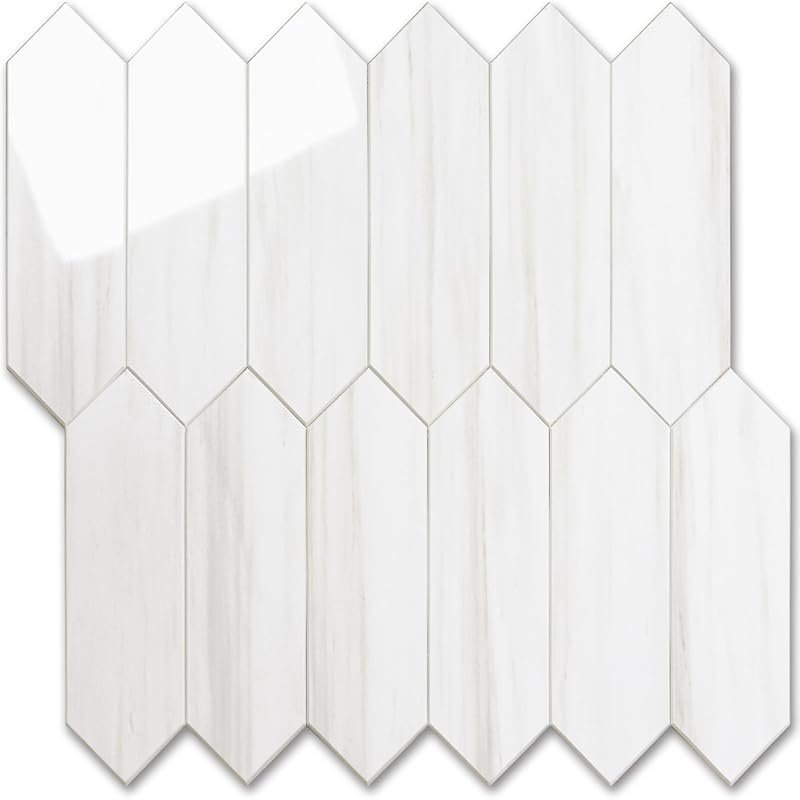 Vamos Tile Dolomite White Hexagon Peel & Stick Backsplash, 12.8”x12.8”