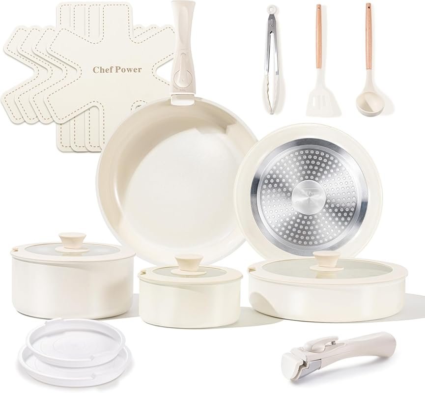 Chef Power Ceramic Non Toxic 19-Piece Cookware Set – PFAS, PFOA & PTFE