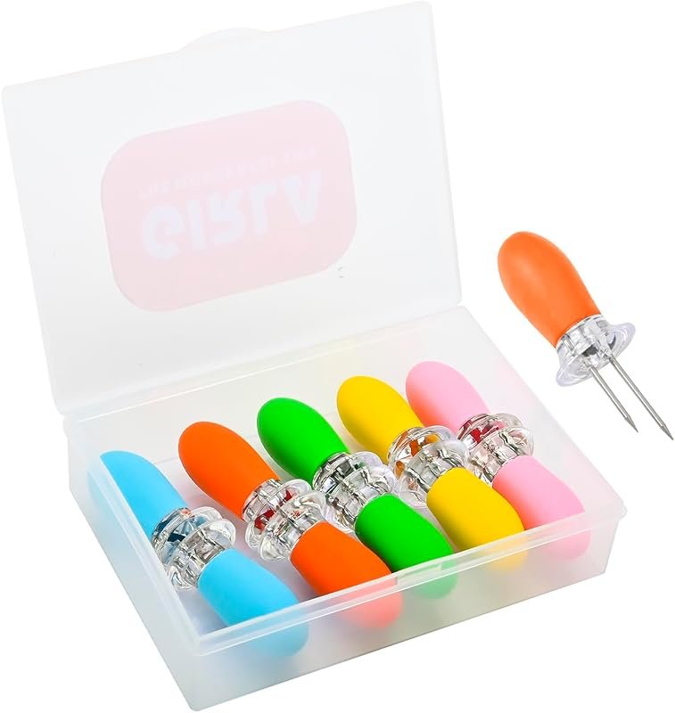 Girla Interlocking Corn Cob Holders Set with Silicone Handles, Dishwas