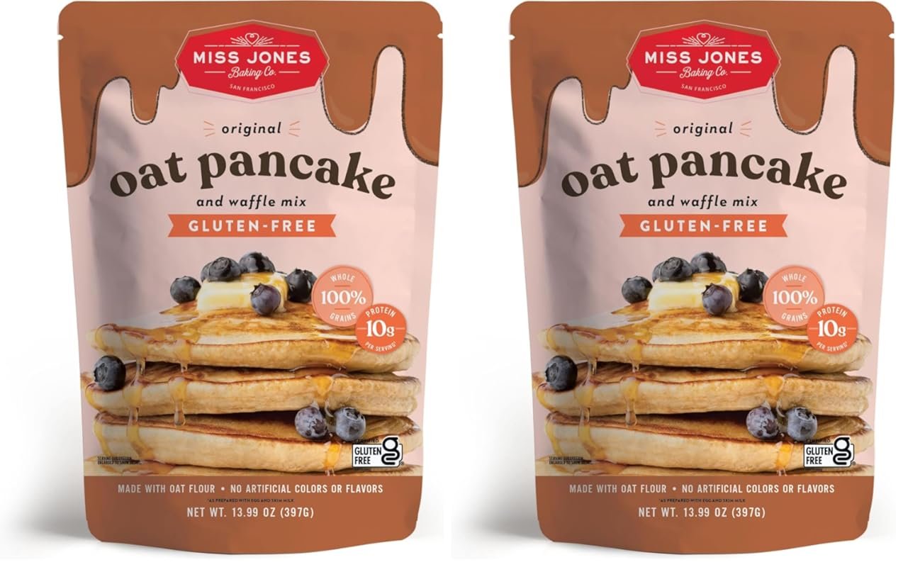 Miss Jones Oat Flour Pancake & Waffle Mix – Gluten Free, 10g Protein, 