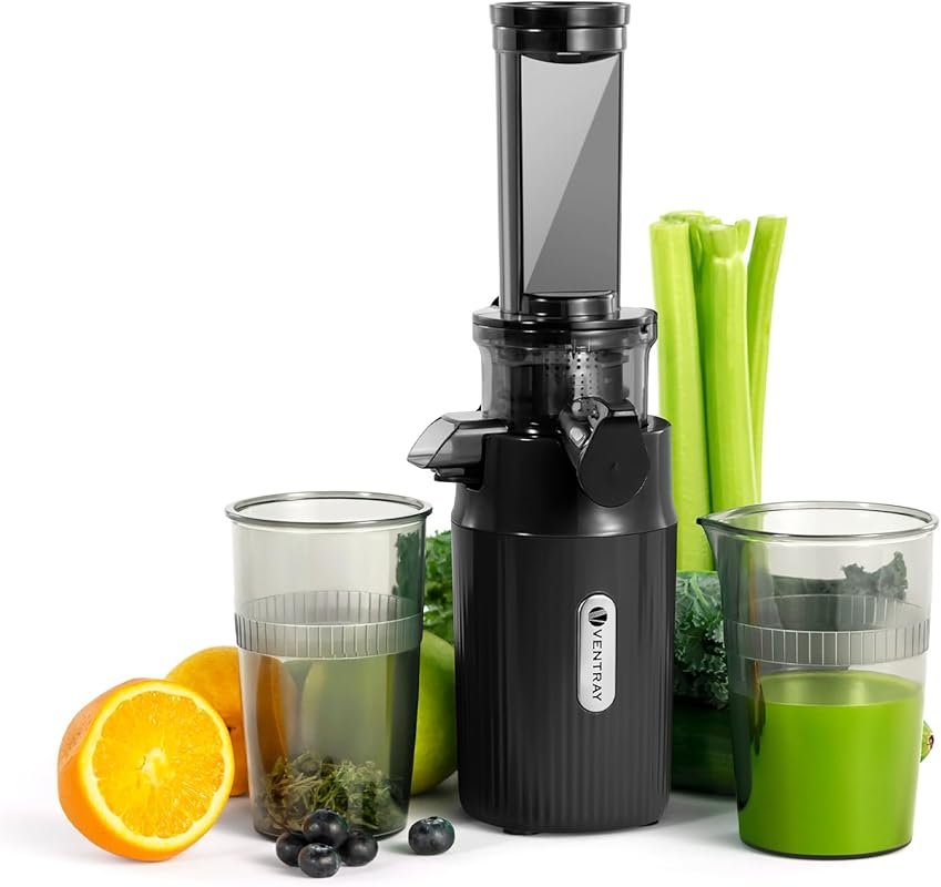 Ventray Ginnie Mini Cold Press Juicer – Small Slow Masticating for Fru