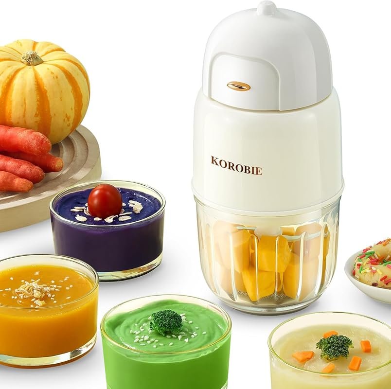 Mini Baby Food Maker, White, BPA-Free, Dishwasher Safe, Blends Fruits,