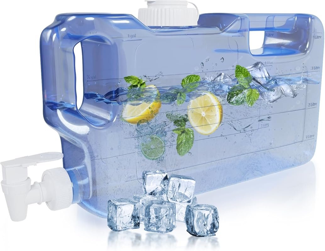 Slim Leak-Proof Fridge Water Dispenser Jug with Spigot, 1.1 Gallon BPA