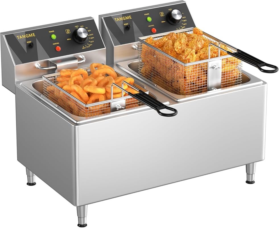 Heavy Duty 25.4Qt Commercial Deep Fryer with Double Baskets, UL Certif