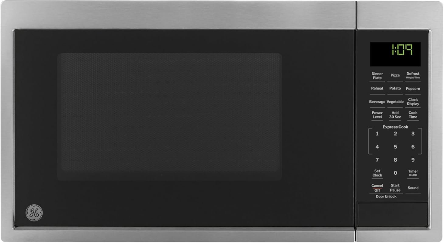 GE Compact Countertop Microwave, 0.9 Cu. Ft., 900W, 7 Auto Settings, C