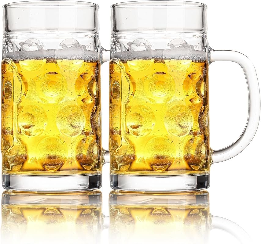 Freezer Safe 20 oz Heavy Beer Mugs with Handle – Set of 2 Lead-Free Ok