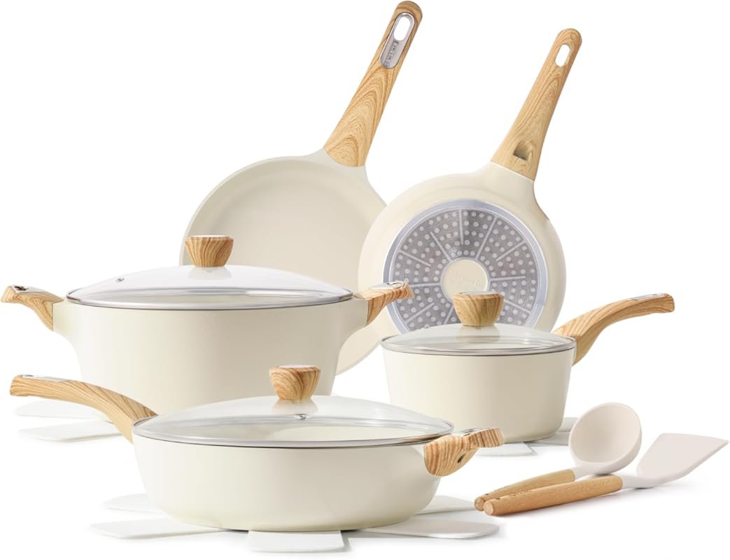 SENSARTE 14-Piece Ceramic Nonstick Induction Cookware Set, PFAS-Free, 