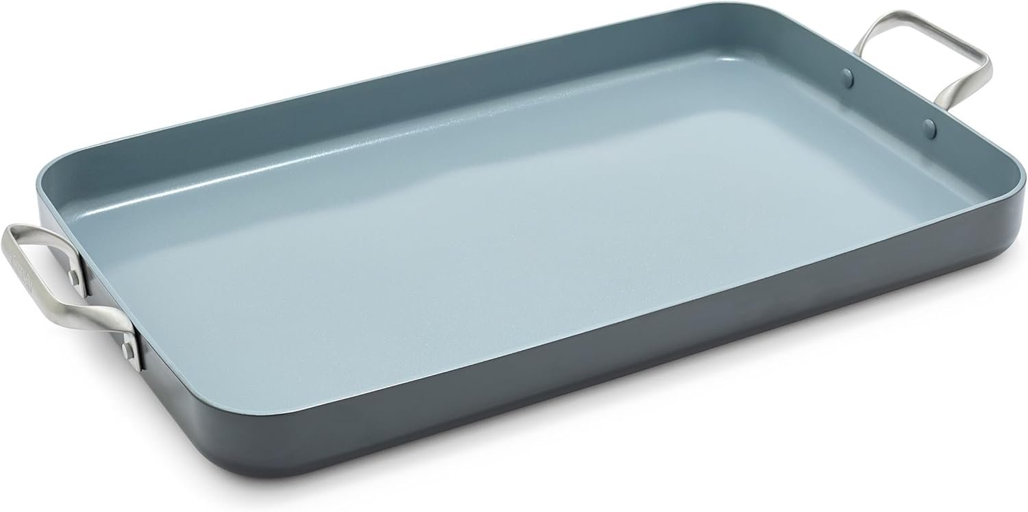 GreenPan Valencia Pro Ceramic Nonstick Double Burner Griddle, 18