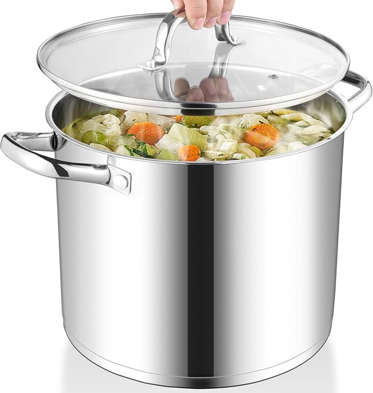 Herogo 12-Quart 18/10 Stainless Steel Stock Pot with Lid, Heavy Duty, 
