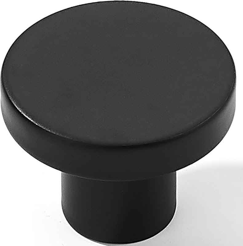 khtumeware 10 Pack Matte Black Cabinet Knobs, 1-1/5 Inch Round Drawer 