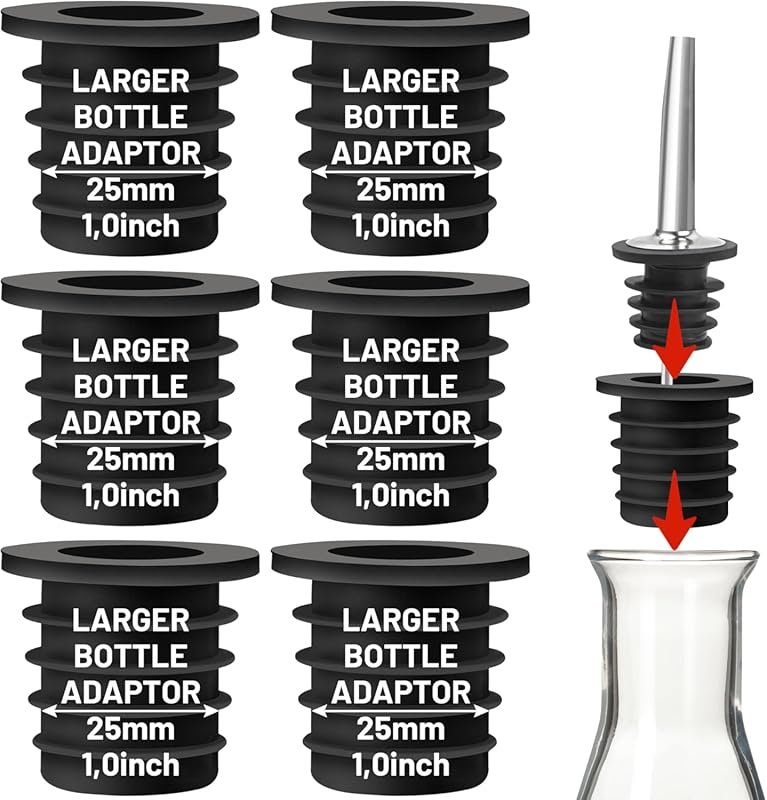 Liquor Pourer Adapters for Large Bottles Up to 1 Inch Neck, Converts S
