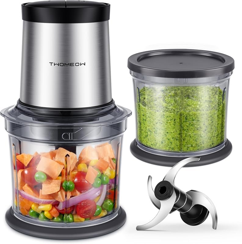 4-Cup Electric Food Chopper – Small but Powerful, Meat Grinder, 2 Bowl
