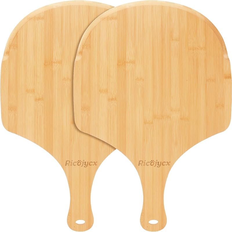 2 Pack Bamboo Pizza Peels with Extended Handle for Bread & Cheese