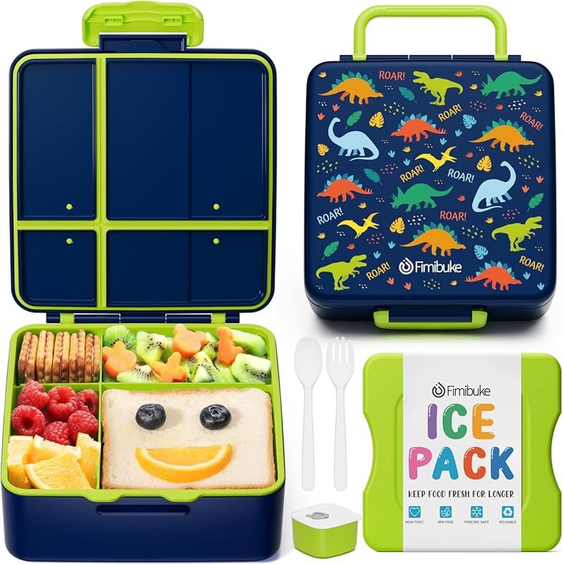 Fimibuke Chill Bento Box with Ice Pack, Leak-Proof, 4 Compartment, Mic