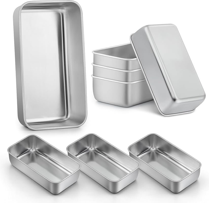 LIANYU 9x5 Inch Loaf Pans, 8 Pack, Stainless Steel, Dishwasher Safe